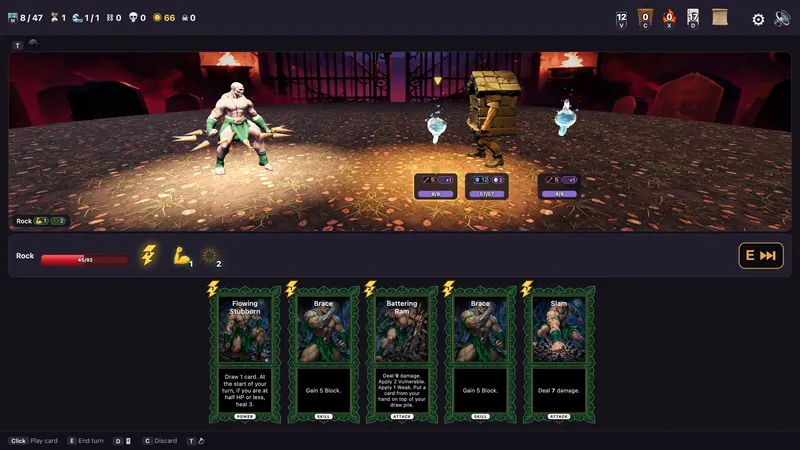 A fight in red firelight against a walking box of bones.